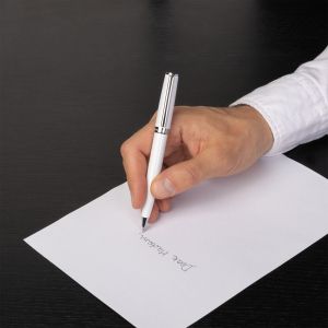 Hugo Boss Химикалка Gear Icon, в кутия, бяла