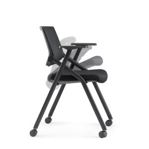 Посетителски стол RFG Shape M, дамаска и меш, до 120 kg, черна седалка, черна облегалка, 2 броя в комплект