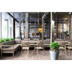 Градинска маса RFG Folding, сгъваема, квадратна, пластмасова, черна