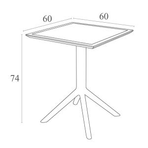 Градинска маса RFG Folding, сгъваема, квадратна, пластмасова, черна