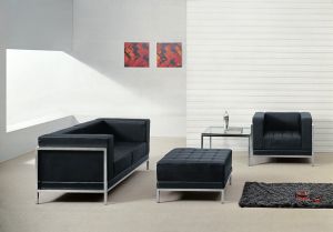 Диван RFG Neo, триместен, екокожа, метална основа, 2010 х 720 х 700 mm, черен