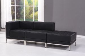 Диван RFG Neo, триместен, екокожа, метална основа, 2010 х 720 х 700 mm, черен