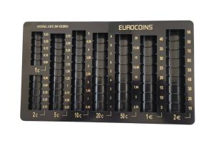 Монетник, в евро, пластмасов, черен