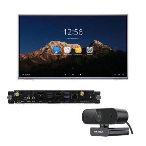 Hikvision Интерактивен дисплей DS-D5B65RB/C, 65'', в комплект с OPS Компютърен модул, Intel Core i5, 256 GB SSD, 8 GB RAM, и Уеб камера DS-U02P