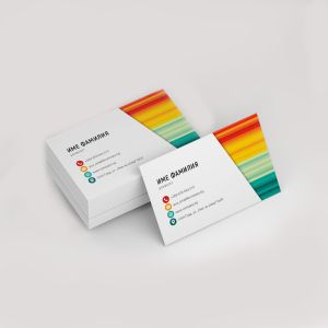 Визитки, дигитален печат, 350 g/m2, двустранни, пълноцветен печат, с матов ламинат, 100 броя