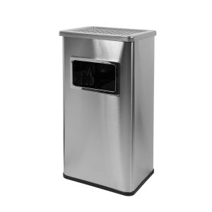 Кош за отпадъци Office 1, с пепелник, 30 х 24 х 60.5 cm, инокс, 17 l