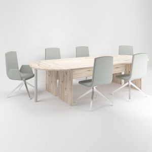 Заседателна маса ZM106, 320 x 140 x 74 cm, овален плот, ПДЧ 25 mm, цвят лукс