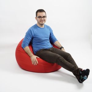 Пуф за деца RFG Ябълка, промазка, 220 L, червен