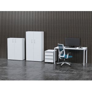 Контейнер за бюро Narbutas Nova A, 428 x 600 x 560 mm, ПДЧ, бял меламин, бяла вградена дръжка