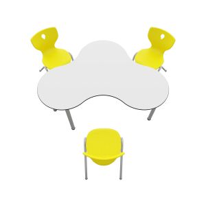 Ученическа маса RFG Puzzle, от I до IV клас, 1300 х 1000 х 680 mm, HPL, бял плот, сиви метални крака