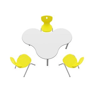 Ученическа маса RFG Puzzle, от I до IV клас, 1300 х 1000 х 680 mm, HPL, бял плот, сиви метални крака