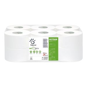 Тоалетна хартия Papernet Bio, Mini Jumbo, двупластова, 405 къса, 12 броя, 149 m