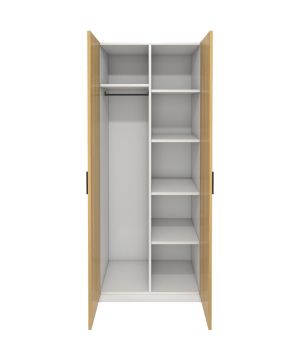 Гардероб RFG Monaco, с рафтове, 800 х 550 х 2000 mm, ПДЧ 18 mm, бряст и бяло