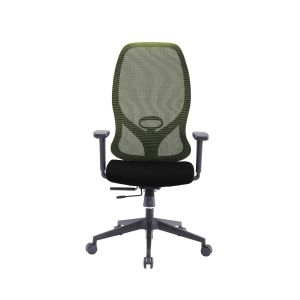 Ергономичен стол RFG STAR HB, дамаска и меш, Synchronous механизъм, до 150 kg, черна седалка, зелена облегалка