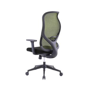 Ергономичен стол RFG STAR HB, дамаска и меш, Synchronous механизъм, до 150 kg, черна седалка, зелена облегалка