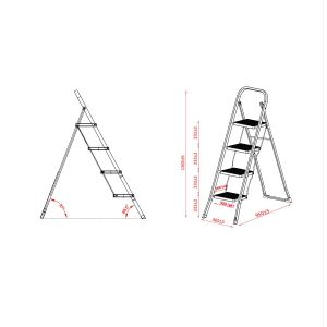 Стълба Twin, метална, 96 х 46 х 126 cm, 4 стъпала