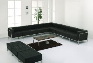 Табуретка RFG Neo, квадратна, екокожа, 700 х 700 х 450 mm, черен