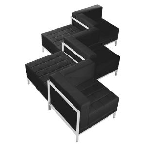 Табуретка RFG Neo, квадратна, екокожа, 700 х 700 х 450 mm, черен