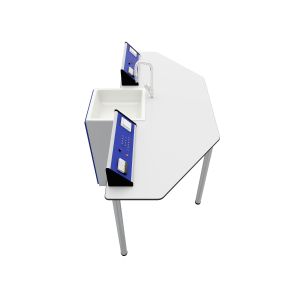 Лабораторна маса по химия и биология RFG Quin, над VII клас, 170 х 70 х 75 cm, метални крака, синьо-бяла