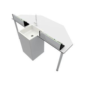 Лабораторна маса по химия и биология RFG Quin, над VII клас, 170 х 70 х 75 cm, метални крака, синьо-бяла