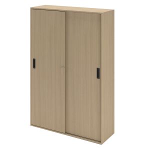 Шкаф Narbutas Choice, с плъзгащи се врати, 1200 x 400 x 1780 mm, ПДЧ 18 mm, меламин избелен дъб, меламин избелен дъб, черна дръжка