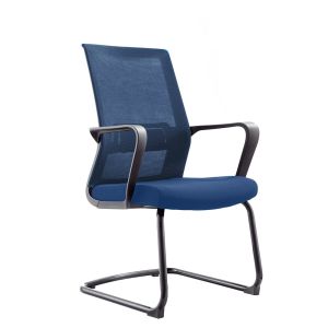 Посетителски стол RFG Smart M, дамаска и меш, до 120 kg, тъмносиня седалка, тъмносиня облегалка