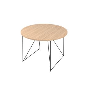 Заседателна маса Narbutas Air, 1200 x 1200 x 740 mm, кръгъл плот, ПДЧ 25 mm, меламин кехлибарен дъб, черен метал