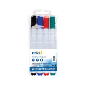 Office 1 Борд маркер за бяла дъска, 4 цвята
