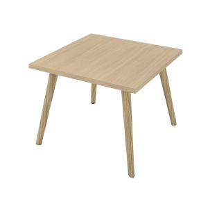 Ниска маса Narbutas Nova Wood, 700 x 700 х 480 mm, квадратен плот, ПДЧ, меламин избелен дъб, дървени крака