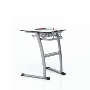 Ученически чин RFG Fila, единичен, тип трапец, над VIII клас, 700 х 500 х 750 mm, бял HPL плот, сив метал, 2 броя в комплект