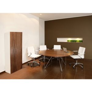 Заседателна маса Narbutas Air, 1200 x 1200 x 740 mm, кръгъл плот, фурнир орех, метал хром