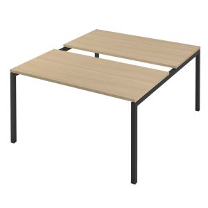 Заседателна маса Narbutas Nova, 1400 x 1640 x 740 mm, правоъгълен плот, ПДЧ 25 mm, меламин избелен дъб, черен метал, крак тип U