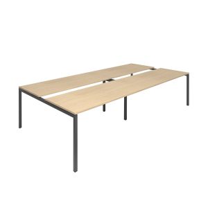 Заседателна маса Narbutas Nova, 3200 x 1640 x 740 mm, правоъгълен плот, ПДЧ 25 mm, меламин избелен дъб, тъмносив метал, крак тип U