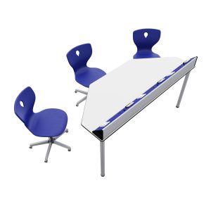 Лабораторна маса по физика RFG Quin, над VII клас, 1700 х 700 х 750 mm, HPL плот, синьо-бяла