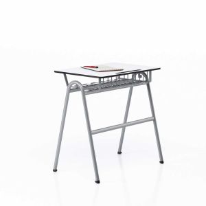 Ученически чин RFG Letme, единичен, 700 х 500 х 750 mm, HPL, бял плот, сиви метални крака