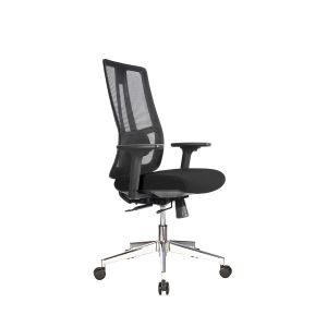 Ергономичен стол RFG Artur W, дамаска и меш, до 150 kg, черна седалка, черна облегалка