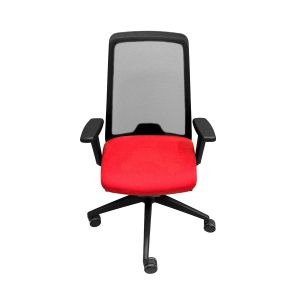 Ергономичен офис стол Interstuhl Every 142E, дамаска и меш, Synchronous механизъм, полиамидна основа, червен, сглобена мостра