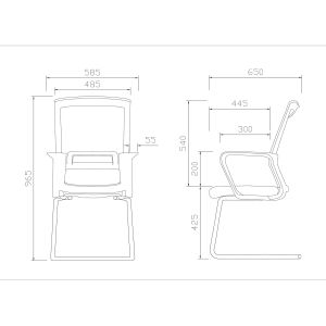 Посетителски стол RFG Smart M, дамаска и меш, до 120 kg, синя седалка, сива облегалка, 2 броя в комплект