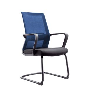 Посетителски стол RFG Smart M, дамаска и меш, до 120 kg, черна седалка, тъмносиня облегалка, 2 броя в комплект