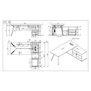 Бюро RFG Paris, 2000 х 1700 х 750 mm, ПДЧ 25 mm, орех и сиво