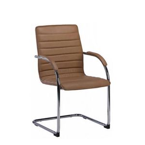 Посетителски стол RFG Sky M, екокожа, метална основа, до 120 kg, кафяв, 4 броя в комплект