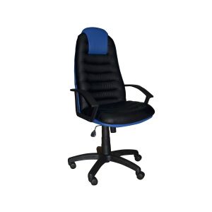 Геймърски стол Tunis, екокожа, Tilt механизъм, полиамидна основа, до 120 kg, черно-син