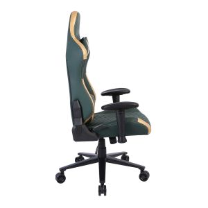 Геймърски стол RFG Nett, екокожа, полиамидна основа, до 130 kg, тъмнозелено-златист
