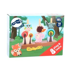 Small Foot Игра за нанизване Диви животни, 10 части