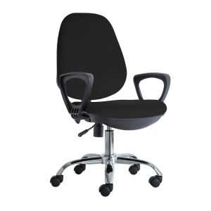 Ергономичен стол RFG Presto Chrome, екокожа, до 120 kg, черен