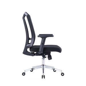 Ергономичен стол RFG Primo Lux Chrome W, дамаска и меш, Multi-function механизъм, до 120 kg, черен