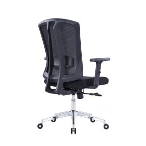 Ергономичен стол RFG Primo Lux Chrome W, дамаска и меш, Multi-function механизъм, до 120 kg, черен