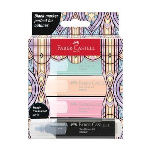 Faber-Castell Текст маркер, 1 черен и 3 пастелни цвята