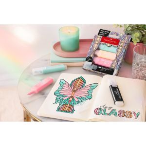 Faber-Castell Текст маркер, 1 черен и 3 пастелни цвята