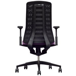 Eргономичен стол Interstuhl Pure PU213, дамаска и меш, Smart-Spring механизъм, до 120 kg, черен/лилав